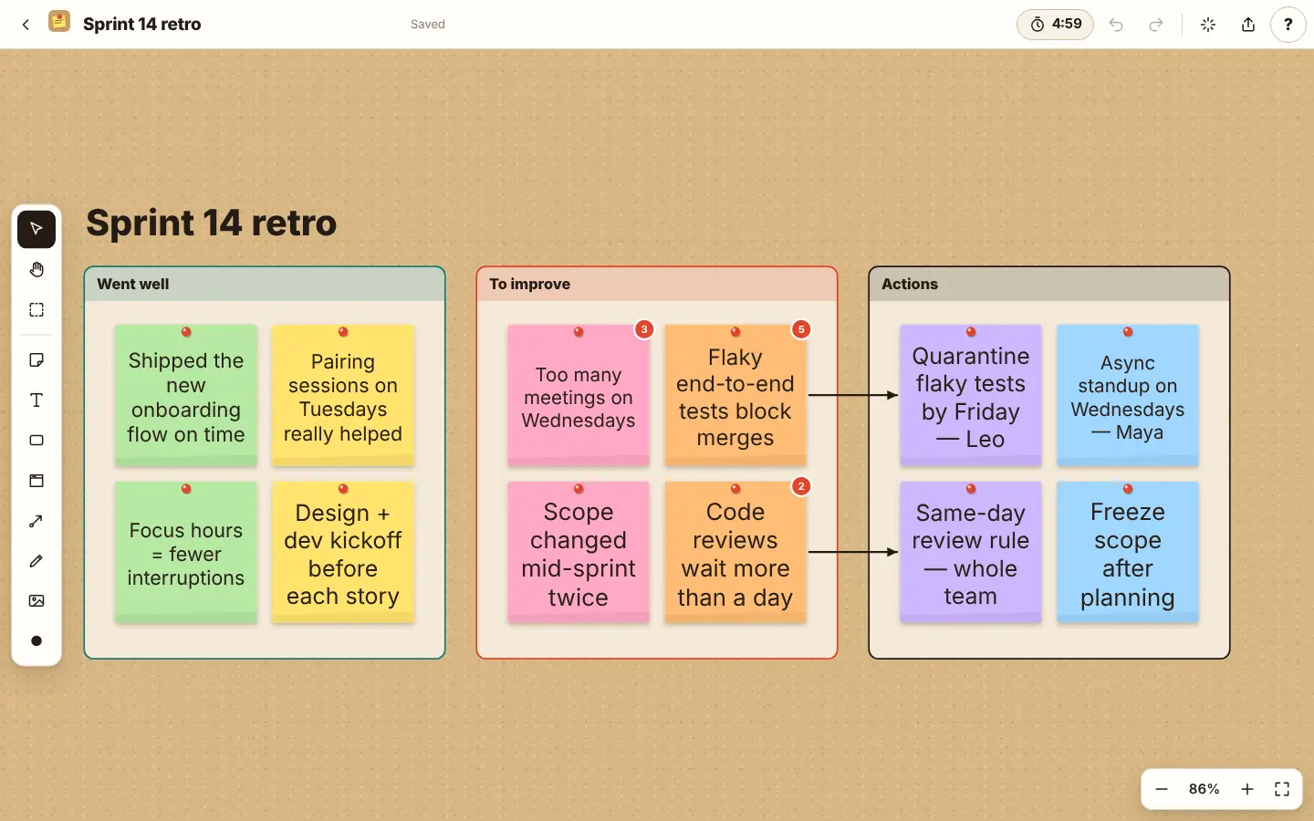 Corkboard app screen