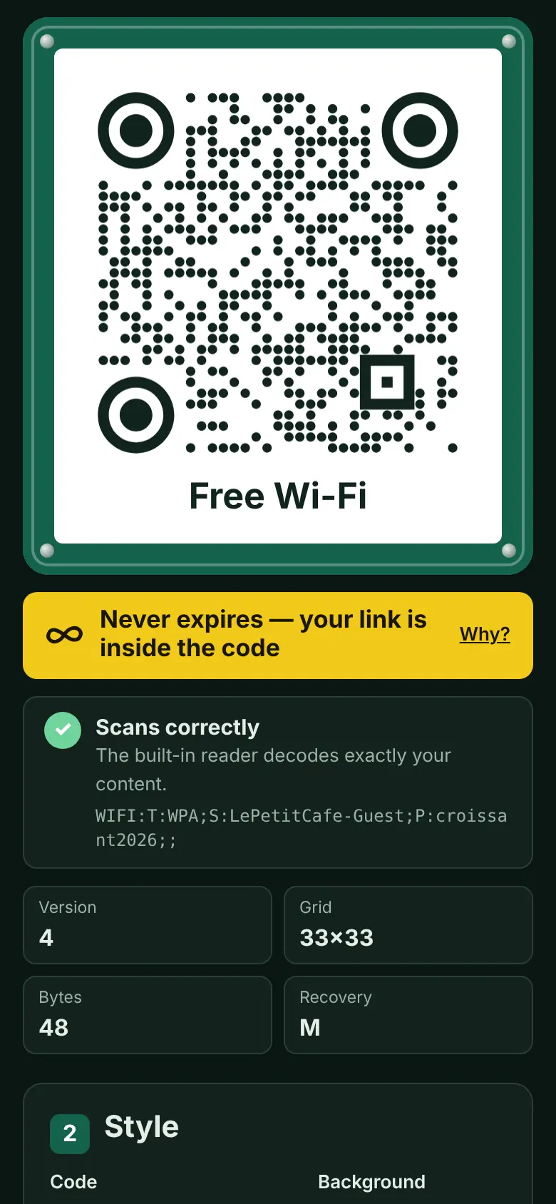 Forever QR on a phone