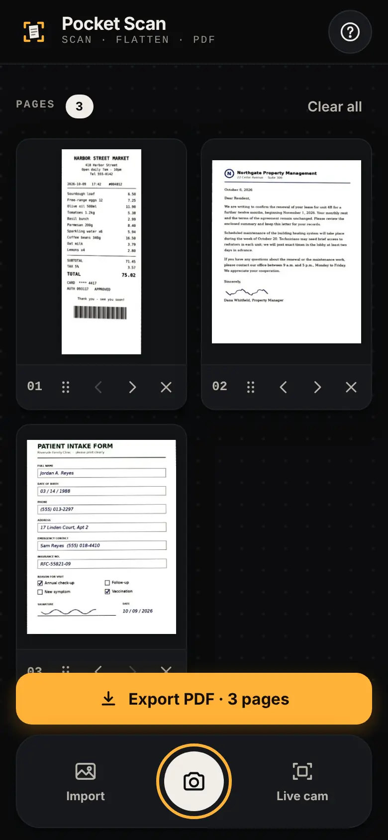 Pocket Scan on a phone